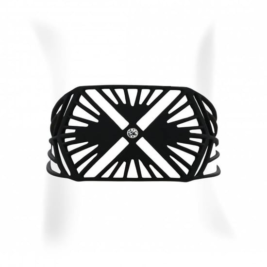 Black Silicone Gum Charleston Bracelet Effect Tatto