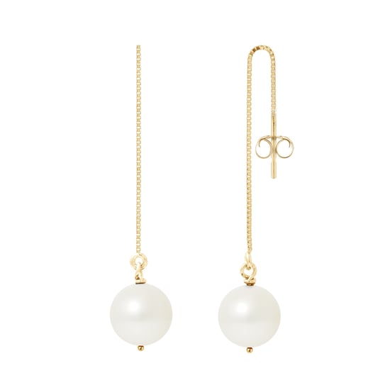 White Freshwater Pearls Dangling Earrings and yellow gold 750/1000