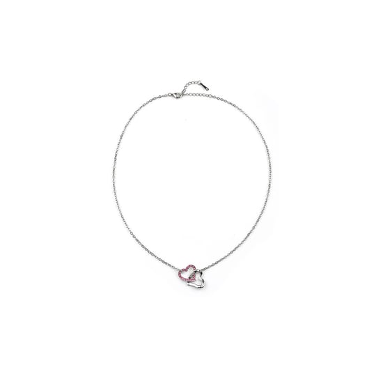 Swarovski - Double Heart Necklace made with a Pink Crystal from Swarovski and Rhodium plated - Image 2
