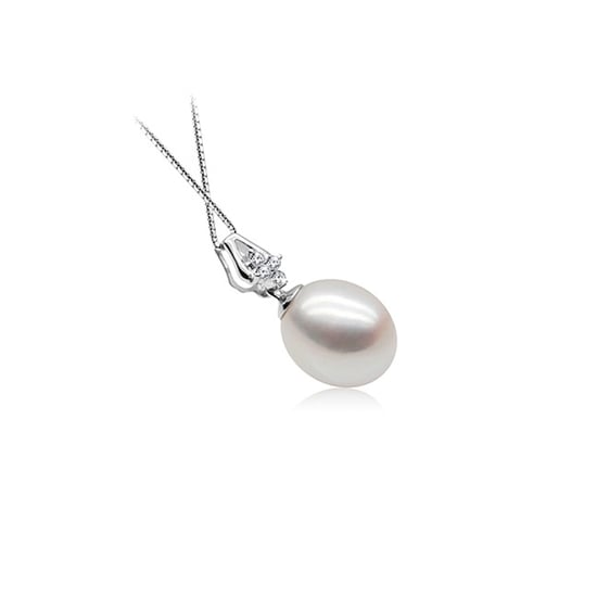 White Freshwater Pearl Pendant 925 Silver and Cubic Zirconia - Image 2