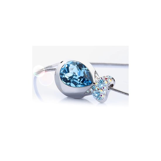 Swarovski - Blue Swarovski Crystal Elements and Rhodium Plated Fish Necklace