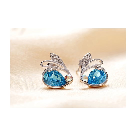 Swarovski - Blue Swarovski Crystal Elements Rabbit Earrings and Rhodium Plated