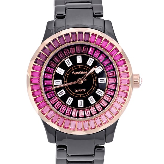 Swarovski - Black Ceramic and Pink Swarovski Crystal Elements Watch
