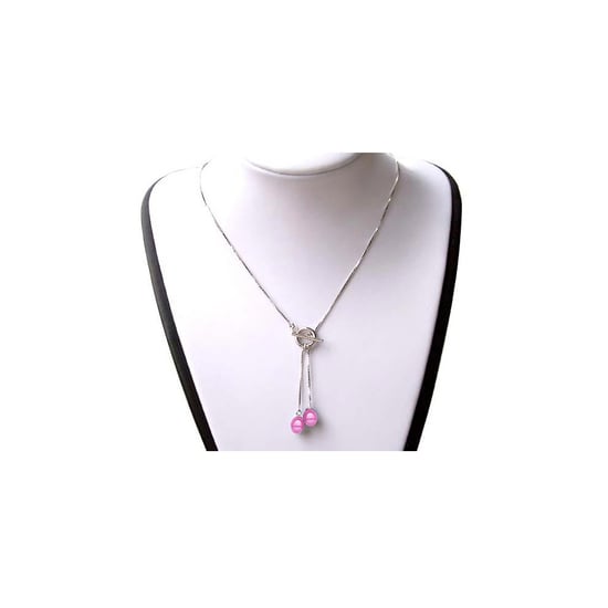 Double Pink Freshwater Pearl Necklace and Silver Mounting