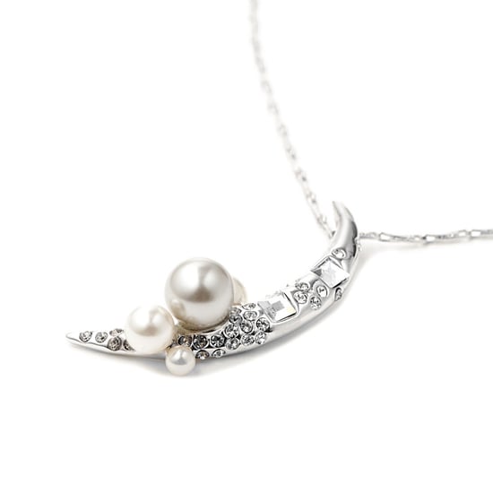 Swarovski - Pearls, White Swarovski Elements Crystal Moon Pendant - Image 2