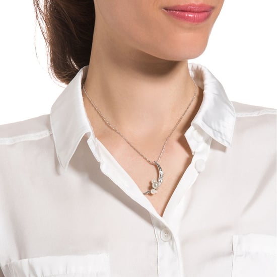 Swarovski - Pearls, White Swarovski Elements Crystal Moon Pendant - Image 4