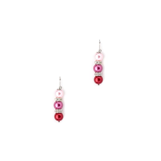 Pink Pearls and Crystal Pendant and Earrings Set