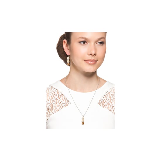 Yellow Pearls, Crystal Pendant and Earrings Set
