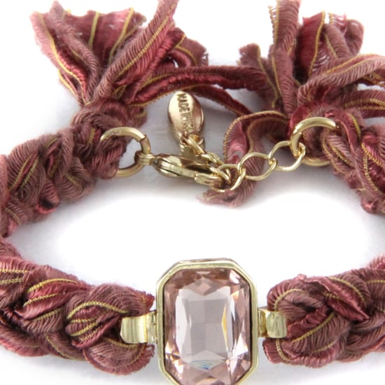 Ettika - Brown Ribbons and Crystal Yellow Gold Plated Bracelet