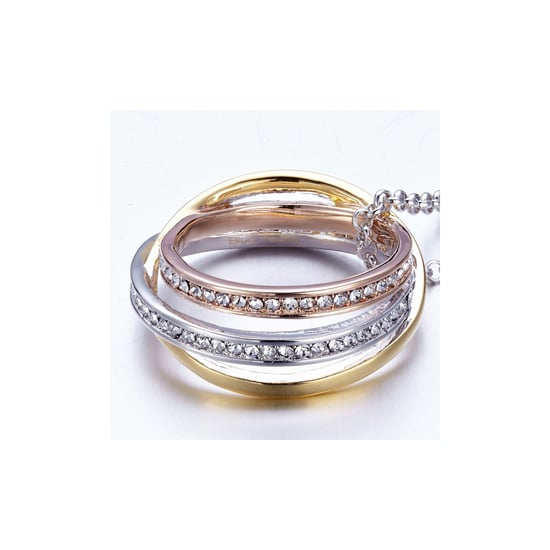 Swarovski - Yellow, White and Pink 3 Gold Pendant, Swarovski Elements Crystal and Rhodium Plated - Image 2