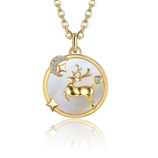 Swarovski - Necklace Woman White Swarovski Crystal Reindeer Pendant and Yellow Gold Plated - Image 2