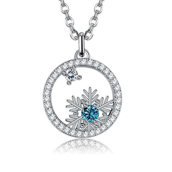 Swarovski Crystal Snowflake Pendant Necklace White and Blue - Image 2