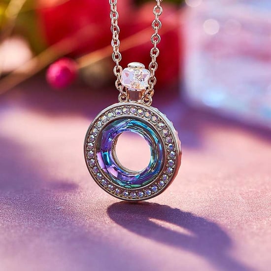 Swarovski - Perfume Bottle Pendant Necklace with Swarovski Crystal Pink Blue Purple