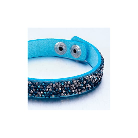 Swarovski - Silvery and Turquoise Swarovski Crystal Elements and leather Bracelet - Image 3