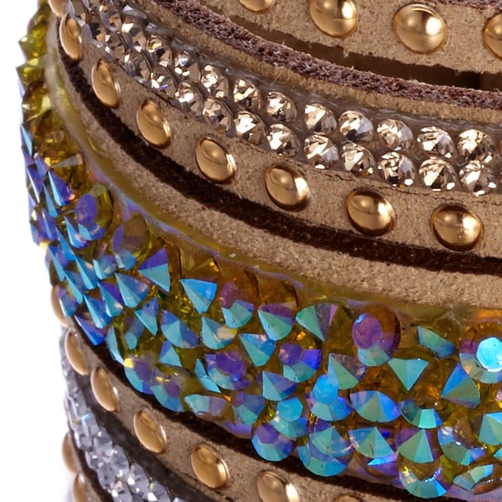 Swarovski - Brown and White Swarovski Crystal Elements and Brown leather Bracelet