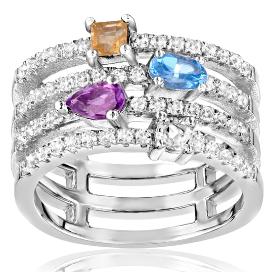 Swarovski - 57 White, Blue, Yellow and Purple Swarovski Crystals Zirconia and 925 Silver