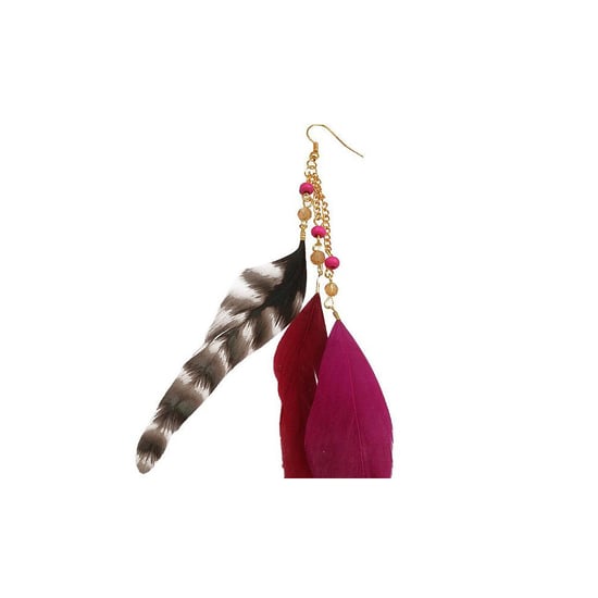 Fushia Pearls and Feathers Earrings