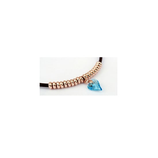 Swarovski - Heart Bracelet with Blue Swarovski Element Crystal and Yellow Gold Plated
