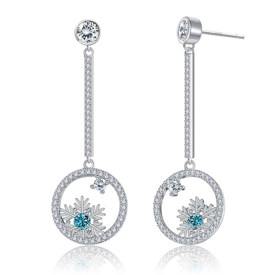 Swarovski - Drop Earrings Women's Snowflake Crystal Swarovski White And Blue