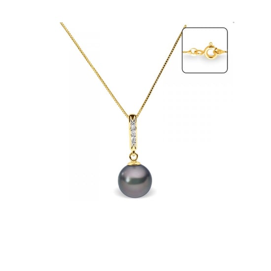 Black Freshwater Pearl and Diamonds Pendant and Yellow Gold 375/1000