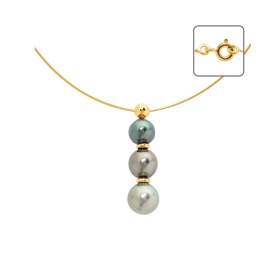 3 Tahitian Pearls Cable Necklace and Yellow Gold 750/1000