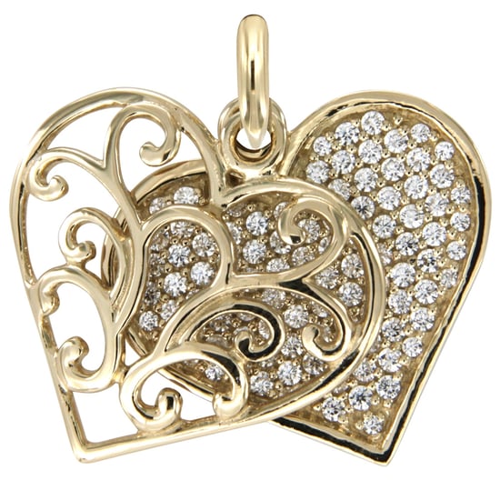Swarovski - White Swarovski Crystal Elements and 925 Silver and Gold Heart Pendant