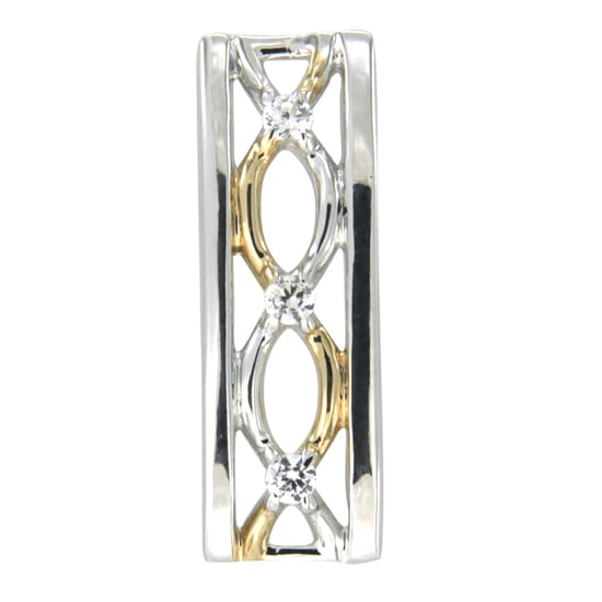 Swarovski - White Swarovski Crystal Elements and 925 Silver and Gold Rectangle Pendant - Image 2