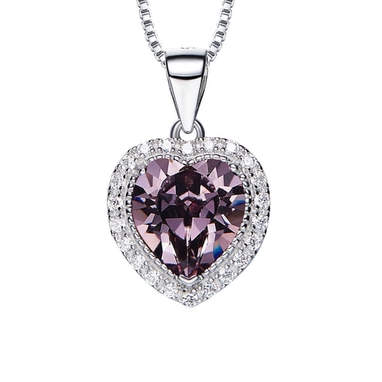 Swarovski - Purple and White Swarovski Crystal Elements Heart Pendant - Image 2
