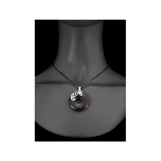 Round Pendant in Black Sandstone and 925 Silver - Image 2