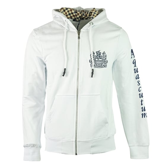 Aquascutum Waterfield Logo White Zip Hoodie - Image 1