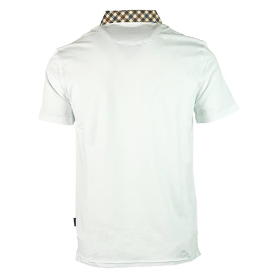 Aquascutum Signature Check Collar White Polo Shirt - Image 2