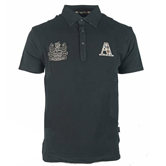 Aquascutum Check A Logo Pikétröja, svart - Image 1