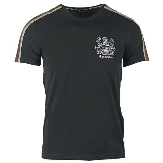 Aquascutum Shoulder Stripe Black T-Shirt - Image 1