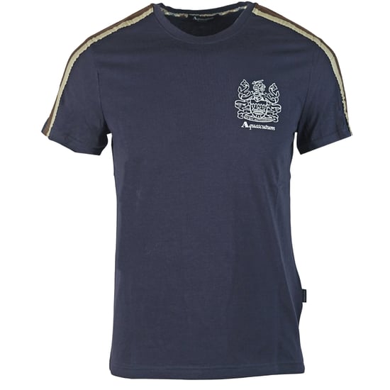 Aquascutum Shoulder Stripe Navy T-Shirt - Image 1