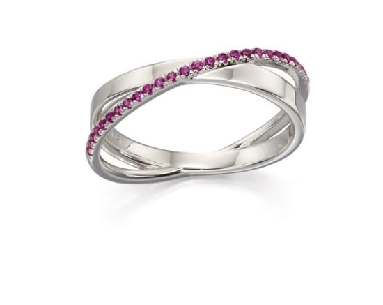 Fiorelli Silver Womens 925 Sterling Silver Pave Pink Cubic Zirconia Band Ring