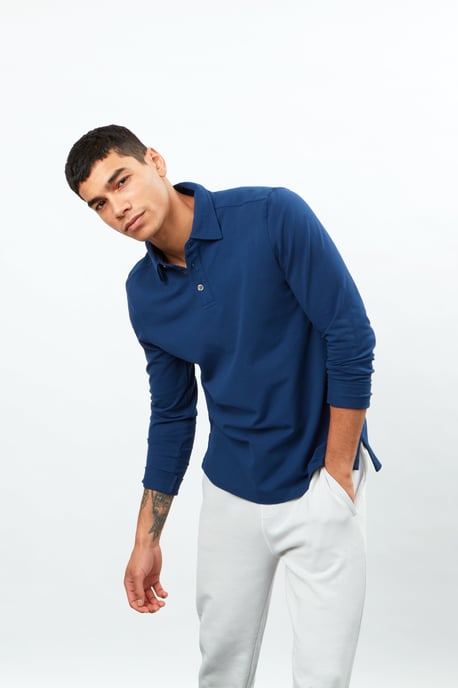 Long Sleeve 3 Button Pique Polo