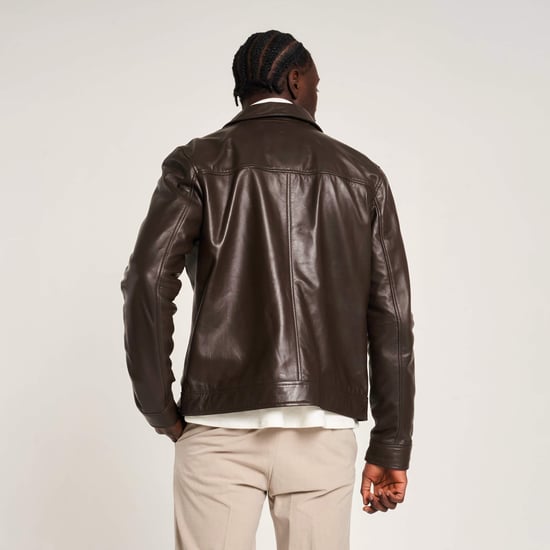 Barneys Originals Brown Leather Harrington