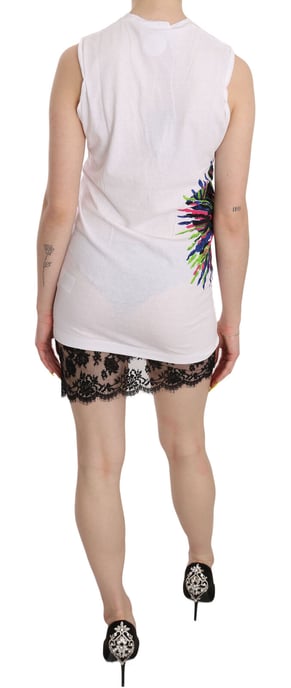 Dsquared² Vit Tryckt Rundhalsad Ärm-Lös Bodycon Mini Klänning - Image 2