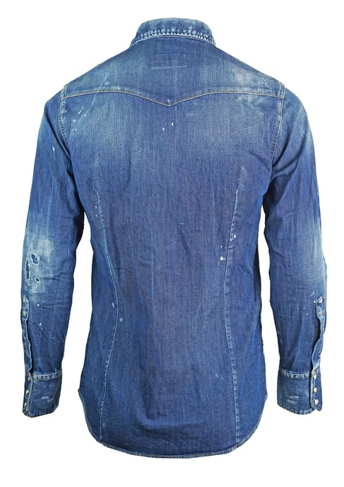 Dsquared2 Distressed Blue Denim Shirt - Image 2