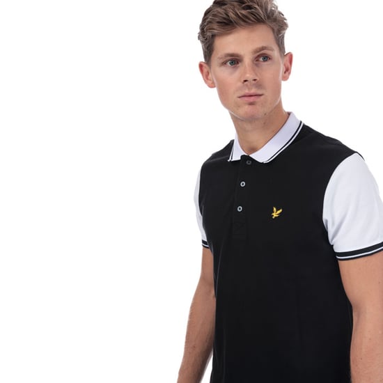 Men's Lyle And Scott Tipped Polo Shirt in Black-White - Image 5