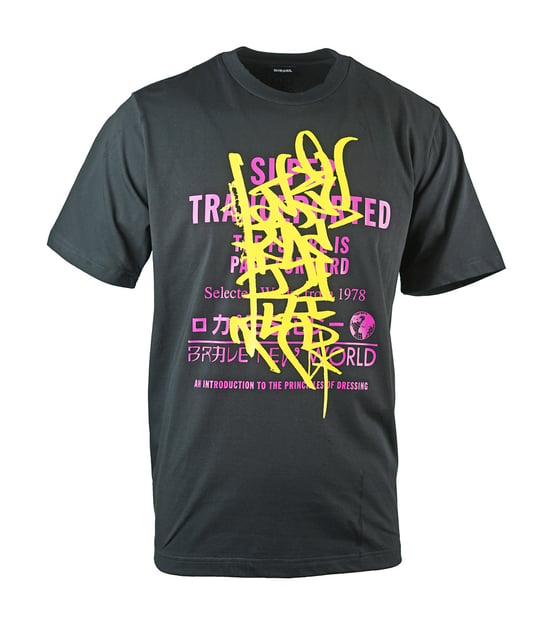 Diesel T-Just-YD Neon Print Black T-Shirt - Image 1