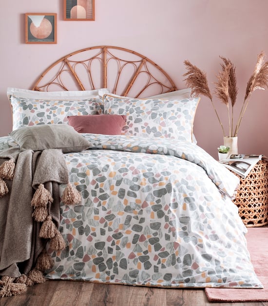 Terrazo Single Duvet Set Grey/Blush/Ochr