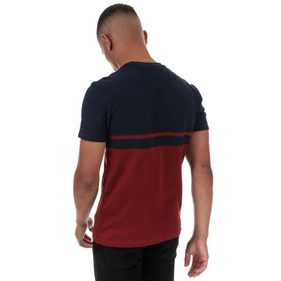 Men's Lyle And Scott Panel Stripe T-Shirt in Navy Red - Image 2