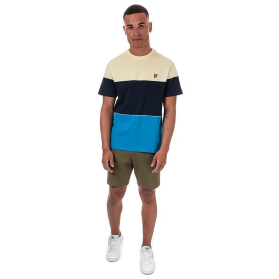 Men's Lyle And Scott Wide Multi Stripe T-Shirt in Blue yellow