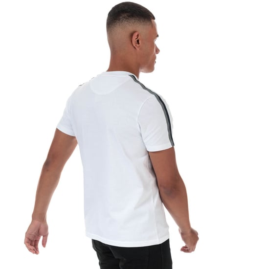 Men's Lyle And Scott Taped T-Shirt in White Navy - Image 2