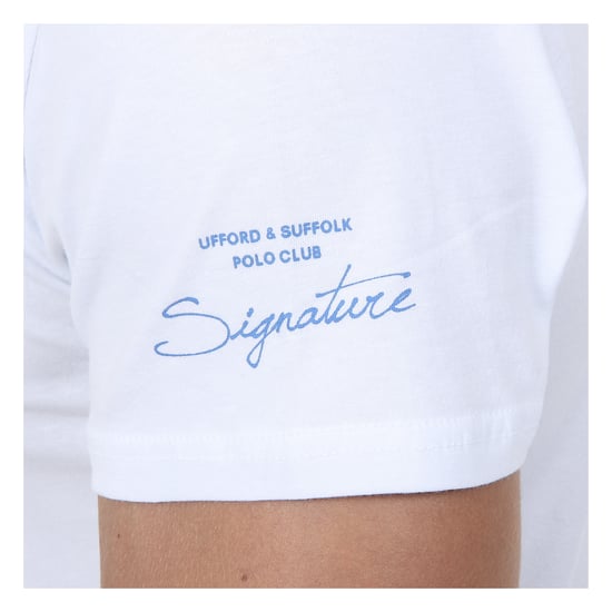 Ufford & Suffolk Polo Club Mens T-Shirt Short Sleeves Round Neck US028 WHITE