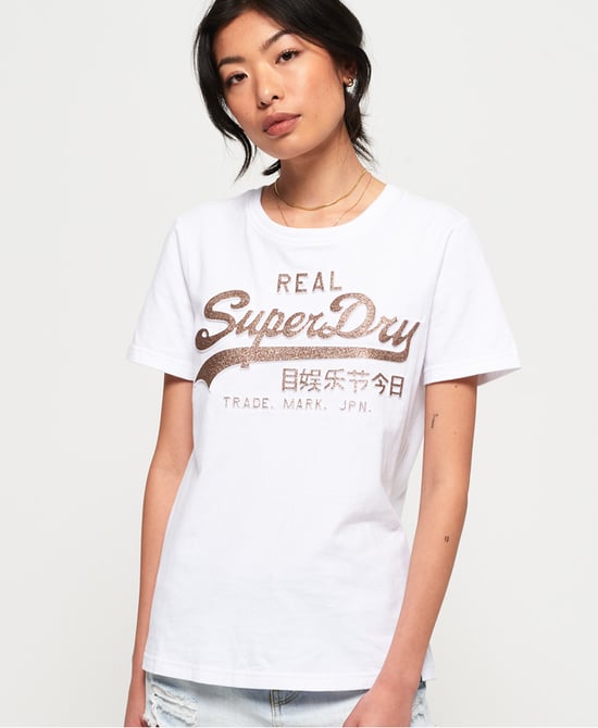 Superdry Vintage Logo Glitter Embossed T-Shirt