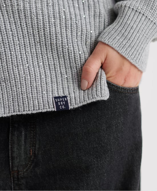 Superdry Erin Embellished V-Neck Knitted Jumper