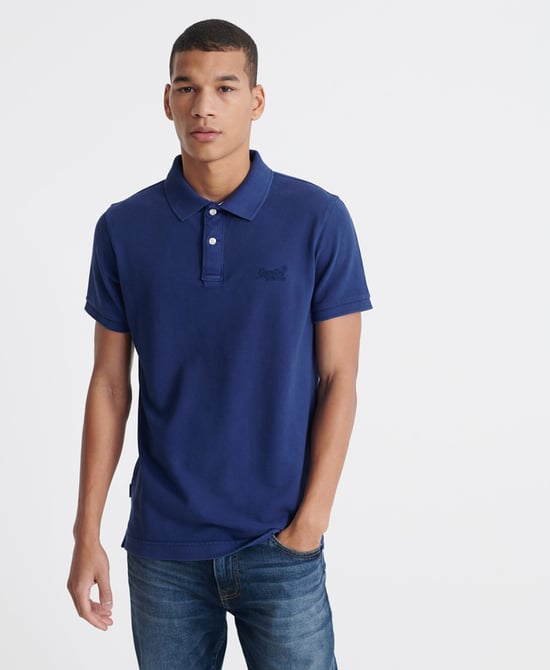 Superdry Organic Cotton Vintage Destroyed Pique Polo Shirt - Image 1