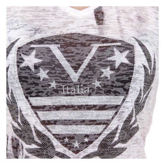 V 1969 Italia Womens T-shirt Short Sleeves V-Neck Black EMILY